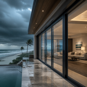 Porte coulissante en <span class=keywords><strong>aluminium</strong></span> robuste résistante aux ouragans avec certification AAMA pour projets de villas de luxe en bord de mer - Product Image 2