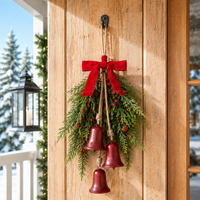 Nouvelles clochettes de Noël en métal rouge de qualité supérieure avec décoration en nœud de velours – Fournisseur en gros