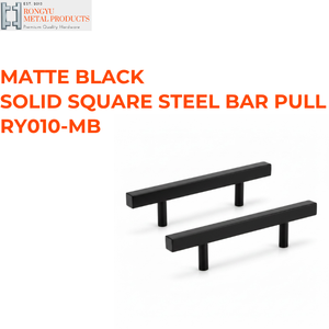 Ronyu Modern Eco-Friendly Durable <strong>Matte</strong> <strong>Black</strong> Steel Square Bar Pull for Kitchen Cabinets Bedroom &amp; Villa - Product Image 1
