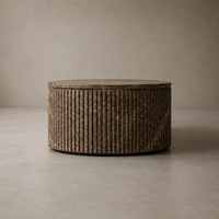 Table basse ronde OAKEN pour salon, en marbre Byron, avec plateau en pierre cannelée, décoration d'intérieur, table basse pour salon, meubles de maison