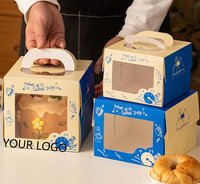 Boîtes à gâteaux biodégradables personnalisées avec logo imprimé, fenêtre transparente, pour pâtisseries, truffes, avec poignée en papier
