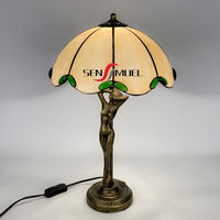 Vente en gros directe de lampes de table européennes rétro en verre coloré, base en alliage de cuivre antique, mosaïque teintée, verre plié à la chaleur