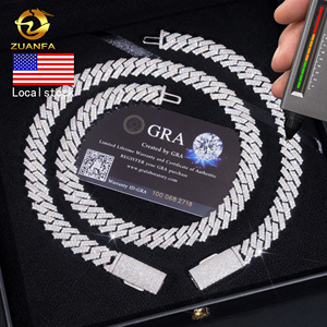 USA Local Stock Cuban Chain Moissanite Hip Hop Jewelry 12mm Diamond Cuban Link Chain <strong>925</strong> <strong>Silver</strong> Iced Out Cuban <strong>Bracelet</strong> for <strong>Men</strong> - Product Image 1