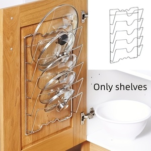 Cabinet Lid Organizer Wall Mount <strong>Pan</strong> Pot Lid Holder Kitchen <strong>Storage</strong> Racks Metal Steel Door Hanging Lid Rack - Product Image 2