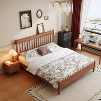 Lit en bois massif chambre principale nordique moderne simple lit double king style rétro français cadre de lit queen de 1.8m
