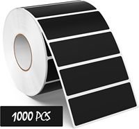 Etiquetas de Codificación de Color Rectangulares Negras de 3 por 1 Pulgadas, Autoadhesivas, Escribibles, Resistentes al Agua, Rollo de Etiquetas de Vinilo en Blanco