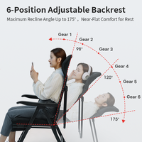 Chaise de bureau pliable en coton, dossier réglable 6 positions, confortable pour chambre, hôtel, salon