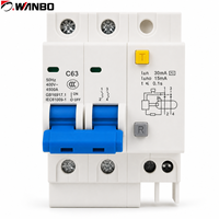 Interruptor Diferencial RCBO Wanbo-320 63 2P C63 30mA, Protección Contra Fugas, Sobrecarga y Cortocircuito