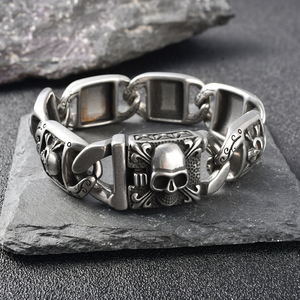 Pulsera de Eslabones Cubanos Miami para Hombre, de Acero Inoxidable 304 316L, Plateada, con Diseño de Esqueleto, Gruesa, de Moda, Diseño Personalizado, Estilo Hip Hop, Regalo, Venta al por Mayor - Product Image 1