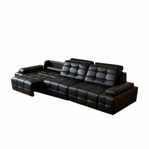 Canapé-lit électrique fonctionnel sectionnel motorisé en cuir véritable extensible pour hôtel, sans espace mural, salon - Product Image 3