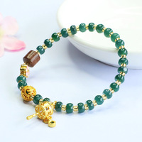Juan Yu Bracelet ethnique perlé en jadéite naturelle de qualité A, motif floral, perles abacus, jade bleu eau, vente en gros