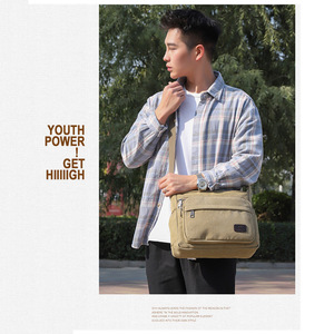 Huang Lei Men's Canvas Shoulder Bag Large Capacity Waterproof Wear Resistant Crossbody Bag For Travel Outdoor Casual Use - Product Image 4