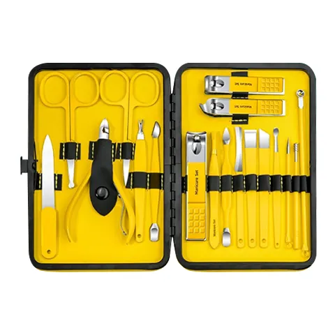 New Yellow 8/10/12/15/18pcs Nail Clippers Kit Dead Skin and Cuticle Remover Fingernail Toenail Cutter Tools Set