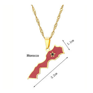 Chaîne multi-mode en acier inoxydable or 18 carats pays afghanistan egypte <span class=keywords><strong>iran</strong></span> mexique carte drapeau pendentif collier bijoux pour femmes - Product Image 5