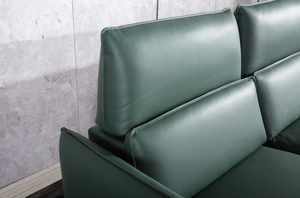 Ensemble de canapés inclinables trois places en cuir véritable de luxe avec fonctions de massage et de refroidissement extensibles, design moderne, structure métallique - Product Image 5