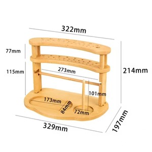 Wooden Desktop <b>Crochet</b> Yarn Storage Rack 3 Layers With <b>Hooks</b> For Craft Organizers - Product Image 4