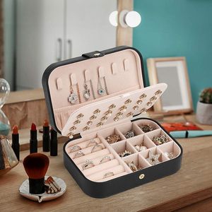 HANFEIZI Organizador de Joyas de Doble Capa para Pendientes, Collares y Anillos, Caja de Almacenamiento y Joyero para Mujeres - Product Image 4