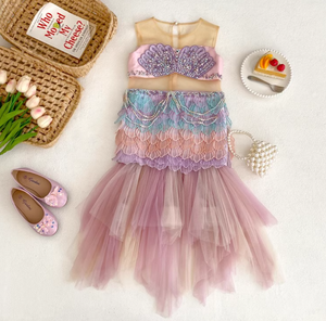 Vestido <span class=keywords><strong>de</strong></span> princesa, disfraz <span class=keywords><strong>de</strong></span> sirena, falda <span class=keywords><strong>de</strong></span> cola <span class=keywords><strong>de</strong></span> pez con tirantes <span class=keywords><strong>Ariel</strong></span> para niños, vestidos <span class=keywords><strong>de</strong></span> graduación para niñas, sirena - Product Image 1