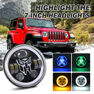 HYNBYZJ 7 'LED Phare H4 Scellé Haut Bas Faisceau 80W avec RGB Halo Anneau DRL Clignotant pour Jeep Moto Harley <span class=keywords><strong>Cafe</strong></span> - Product Image 4