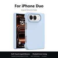 Coque en silicone liquide pour iPhone Duo, toucher doux, respectueuse de la peau, plusieurs couleurs, vente en gros