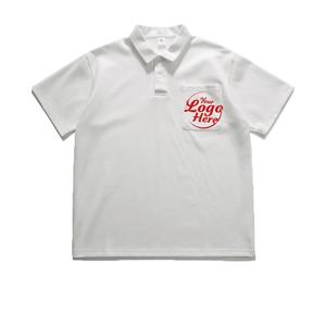 Polos deportivos de golf al aire libre de peso pesado para hombre con logotipo personalizado American Casual manga corta bolsillo impreso tela larga longitud - Product Image 1