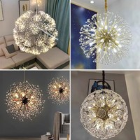 Lustres suspendus en cristal décoratifs nordiques modernes, forme de pissenlit, pour salon, salle à manger, décoration de la maison, LED, luminaires suspendus de luxe