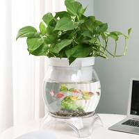 Aquarium hydroponique KAJI créatif 2-en-1 intégré en plastique écologique, support de bol transparent pour bureau