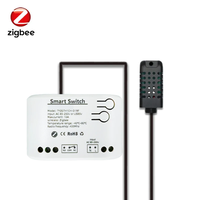 Module d'interrupteur intelligent Tuya Zigbee 1CH AC/DC 7-32V AC 85-250V, fonctionne avec commande vocale et capteur de température et d'humidité