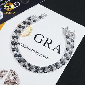 قلادة سلسلة تنس مويسانيت ملونة من AB 4 من المويسانيت الأسود والأبيض ، مجوهرات سلسلة مويسانيتي الفضة - Product Image 6