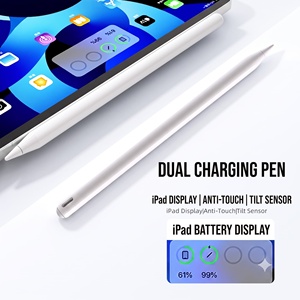 Dual Charging Stylus <b>Pen</b> for iPad 494 Magnetic Wireless Bluetooth Type-C Palm Rejection Tilt Sensor Battery Display White - Product Image 1