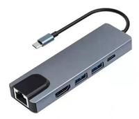 Conector Gigabit Ethernet Multi-Tipo C 5 en 1, Hub USB 3.0 4K, RJ45, Carga Tipo-C a PD 100W, en Existencia