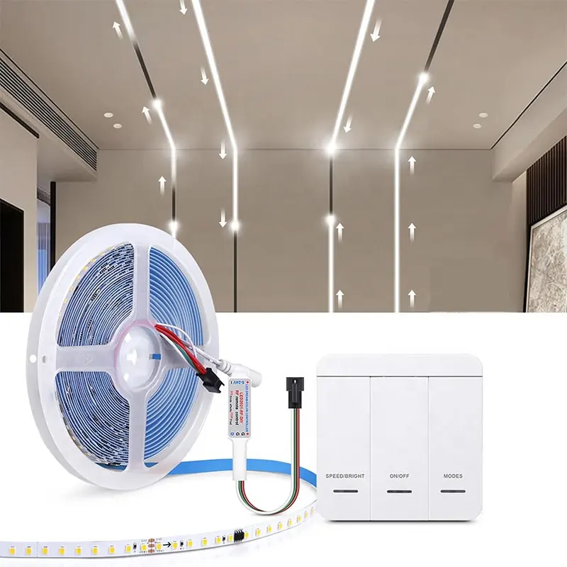 Running Water Flowing LED Tape 24V Smart 2835 Flexible Indoor Outdoor Waterproof Horse Race Chasing LED Strip Lights for Decor