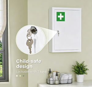 Armadietto Metallico Bianco con Serratura per Medicinali, Montaggio a Parete, 3 Ripiani, per Cliniche, Centri Medici e Farmacie - Product Image 5