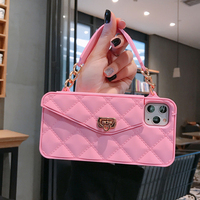 Sac de luxe sac à main Design Flip Wallet Card Pouch Silicone Phone Case pour iPhone 16 Pro Max avec sangle Mobile Covers pour les filles