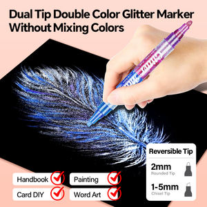 Marqueurs métallisés à paillettes avec double embouts 16 couleurs de paillettes Marqueur à pointe ronde pour livres de coloriage pour enfants - Product Image 3