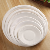 Assiettes en papier jetables épaissies de qualité alimentaire, vaisselle pour barbecue, dîner, fruits, gâteaux, os, bricolage, dessin en maternelle, compostables et écologiques