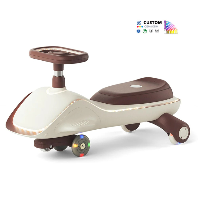 New Design PU Light 4 Wheels Toddlers Car Swing Arm Ride-On Cars Children Baby Swing Wiggle Twist Car for Kids Custom Factory