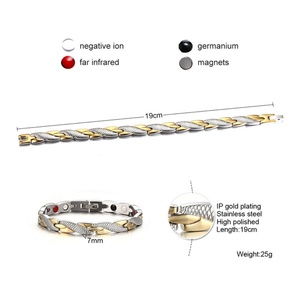 Wholesale Price Gold Plated Health Care Wristband Energy Magnetic Bracelets Stainless Steel - Product Image 4