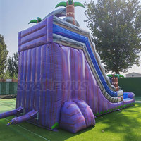 Toboggan aquatique gonflable géant sur le thème des palmiers pour jardin, pour enfants et adultes