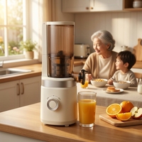 Tragbarer elektrischer Slow Juicer mit reinem Kupfermotor, geräuscharm, tropffreiem Ausguss und Rücklauffunktion für Weizengras, Früchte und den Hausgebrauch