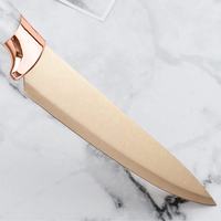 Couteaux de cuisine de luxe en acier inoxydable avec manche en PP motif marbre, revêtement titane, ensemble de couteaux de cuisine avec support