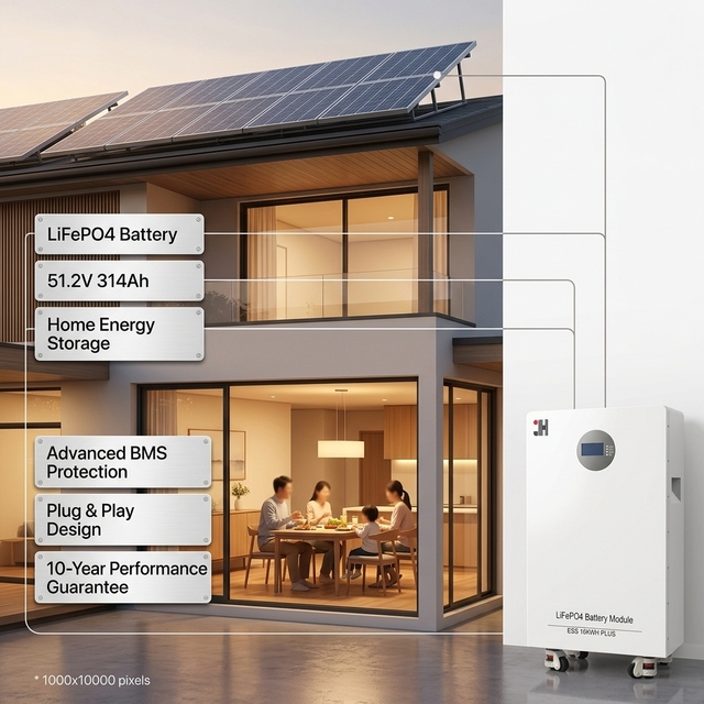 16kWh LiFePO4 Solar Battery System Floor Standing 48V 51.2V Home Energy Storage Battery