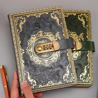 Diario Retro con Contraseña Tamaño A5, Cubierta de Cuero, Cosido con Hilo, Cuaderno Creativo, Diario para Estudiantes, Regalo de Papelería