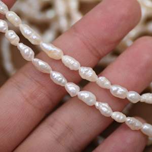 Perles de culture d'eau douce Keshi naturelles de Zhuji, non nucléaires, baroques, irrégulières, blanches, semi-finies, pour collier femme, vente en gros DIY - Product Image 3