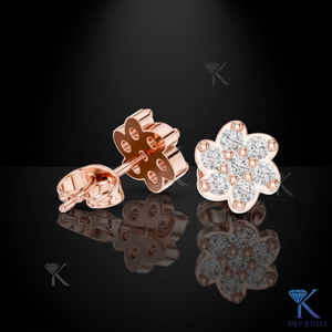 Lab Grown Diamond Floral Daisy Cluster <b>Stud</b> Earrings 14K 18K Solid Gold 7 Stone Fine Women Jewelry Bridal Anniversary Gift - Product Image 3