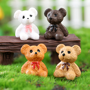 <b>Cute</b> Wearing Bow Tie Mini <b>Bear</b> Miniatures for Landscape Decorations Tiny Oso Charm Desktop Ornaments DIY Accessories - Product Image 1