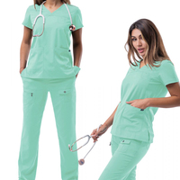 Blouses d'allaitement uniformes ensembles nom marque blouses vente en gros femmes soins de santé tunique courte blanche pour hôpital 50 ensembles tissé personnalisé