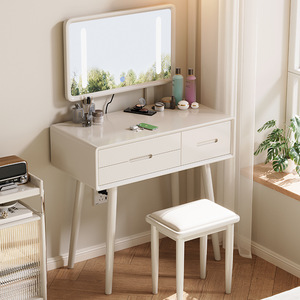 Nordic Style Solid Wood Makeup Vanity Luxury <strong>Dressing</strong> <strong>Table</strong> <strong>Light</strong> for Bedroom Small Apartment Simple Storage Cabinet - Product Image 2