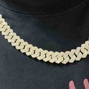 Collier cubain en moissanite, chaîne à maillons glacés, collier tendance et élégant pour homme, argent 925 plaqué or rose - Product Image 5