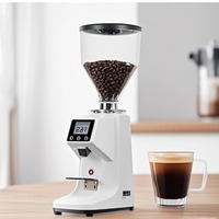 Penggiling Kopi Elektrik 250W dengan Timer Layar Digital Bodi Stainless Steel Hitam Putih Penggiling Kopi